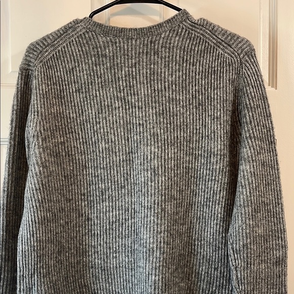 LOFT Chunky Knit Ribbed Wool Blend Gray Sweater w/ Rounded Hem - Size Small - Picture 10 of 13